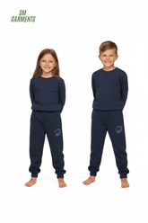 Kids' Marled Fleece Joggers Trouser - Navy with "Wilderness Adventure" Graphic - Smgarment's